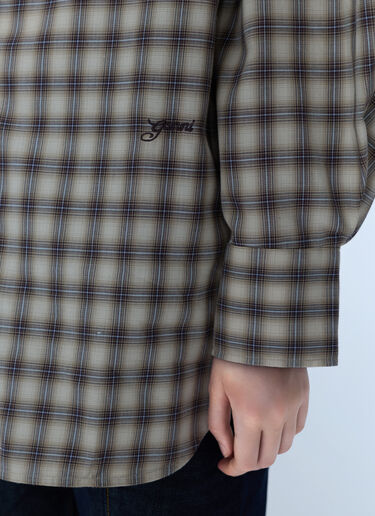 LN-CC® - GANNI: Light Check Flannel Pleated Sleeve Shirt - Beige GANNI Light Check Flannel Pleated Sleeve Shirt Beige gan0266008