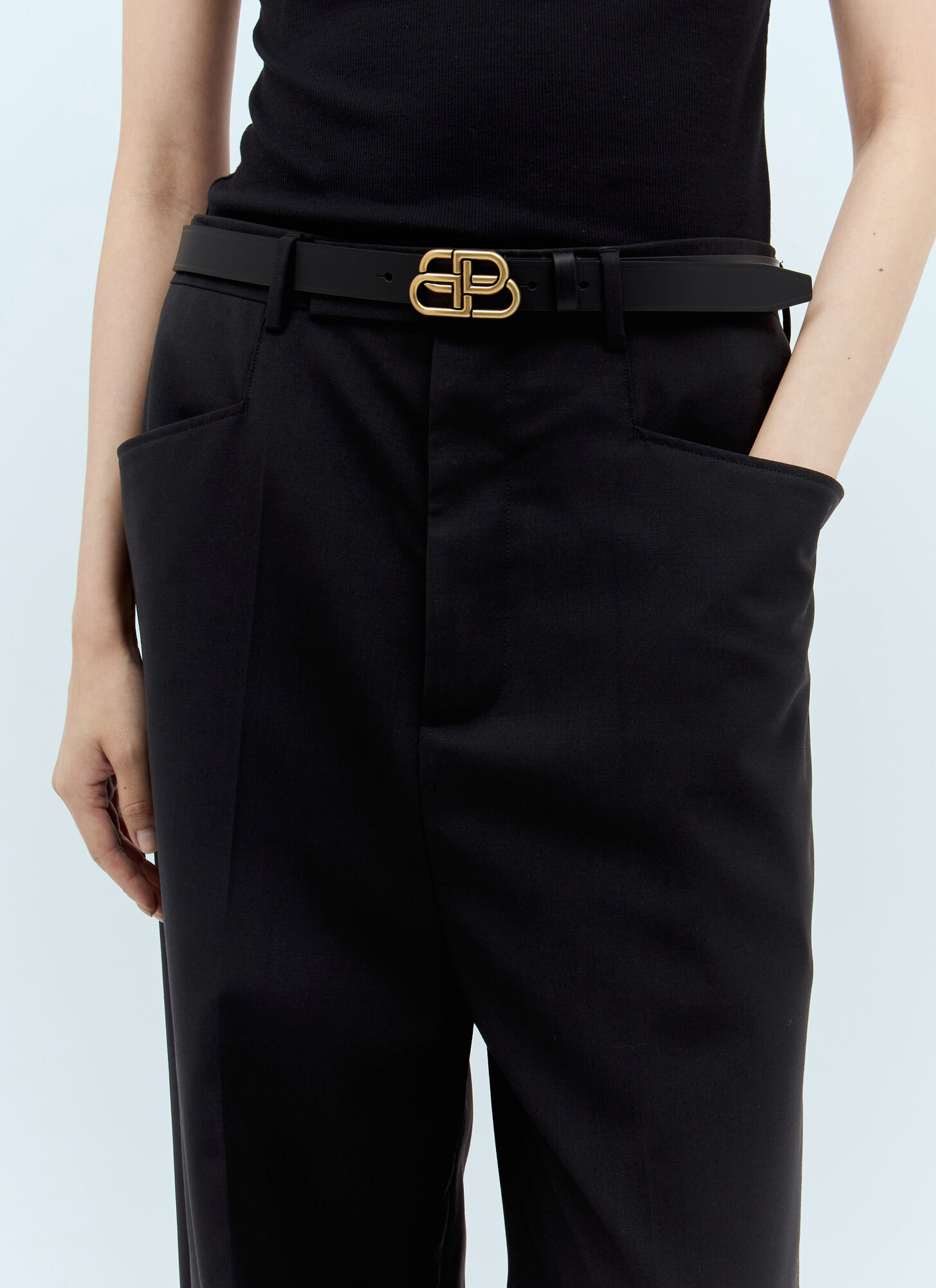 Balenciaga Logo Belt In Black