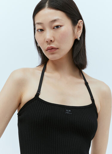 リブニット ニットストラップミニワンピース Courrèges リブニット ニットストラップミニワンピース ブラック cou0253009