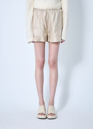 TOTEME Monogram Silk Shorts Beige tot0260011