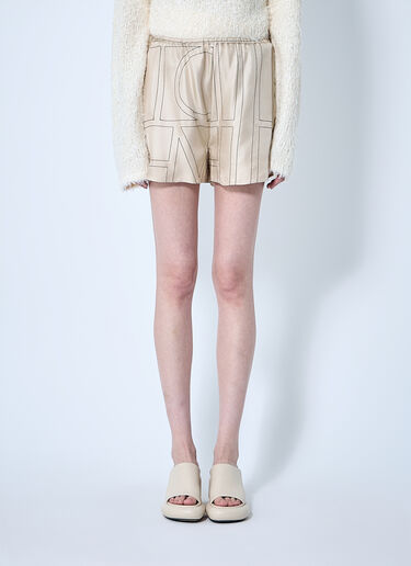 TOTEME Monogram Silk Shorts Beige tot0260003