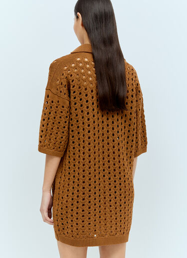 Max Mara Knit Mesh Mini Dress Brown max0256016