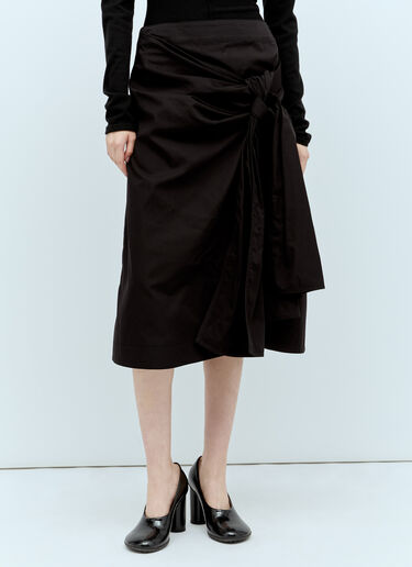 Bottega Veneta 매듭진 미디 스커트 블랙 bov0256033