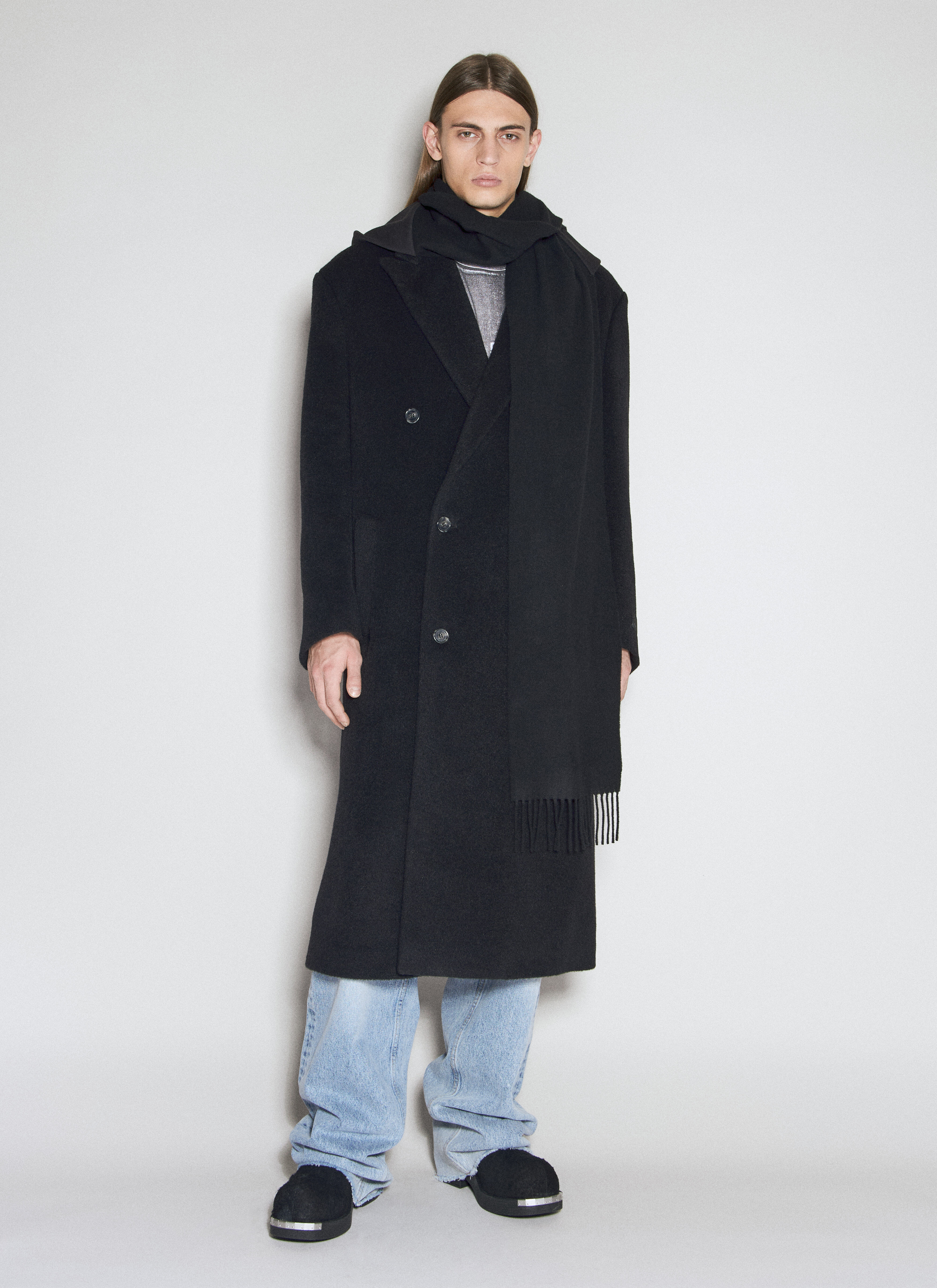 MM6 Maison Margiela Wool-Blend Coat With Detachable Snood Black mmm0155011