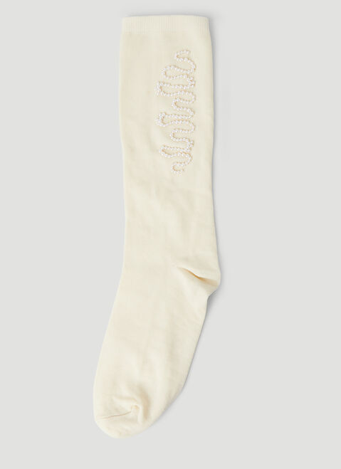 Thom Browne Beaded Wriggle Socks White thb0251002