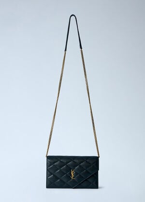Saint Laurent Paris Chain Wallet In Grain De Poudre Leather Black sla0265133
