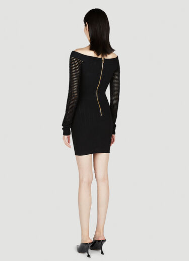 Balmain Off Shoulder Dress Black bln0252028