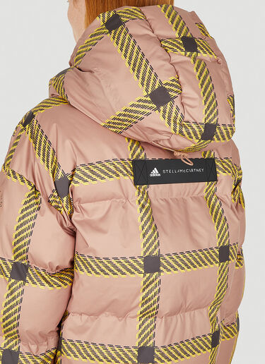 adidas by Stella McCartney Check Hooded Puffer Jacket Pink asm0250021