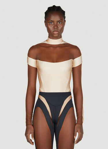 Mugler Women's Cut Out Illusion Bodysuit in Beige