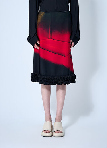 Jil Sander プリントミディスカート  ブラック jil0260004