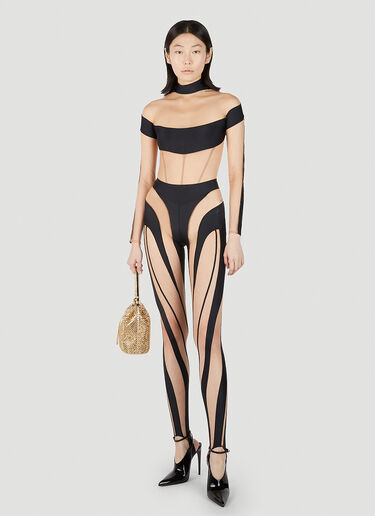 Mugler Cut Out Illusion Bodysuit Black mug0251033