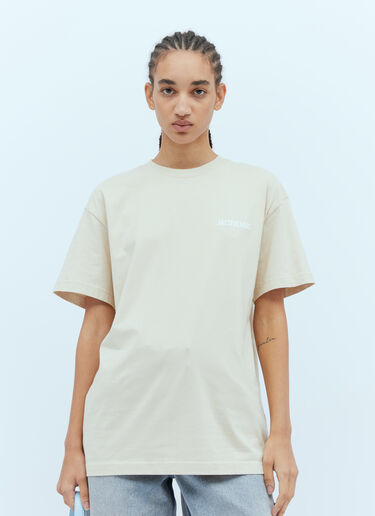 Jacquemus Logo Print T-Shirt Beige jac0354002