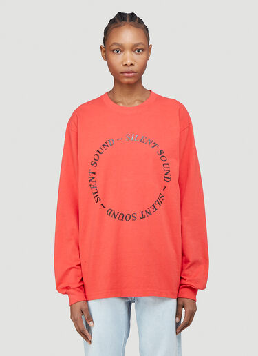 Silent Sound Logo Print Long T-Shirt Red sls0338005