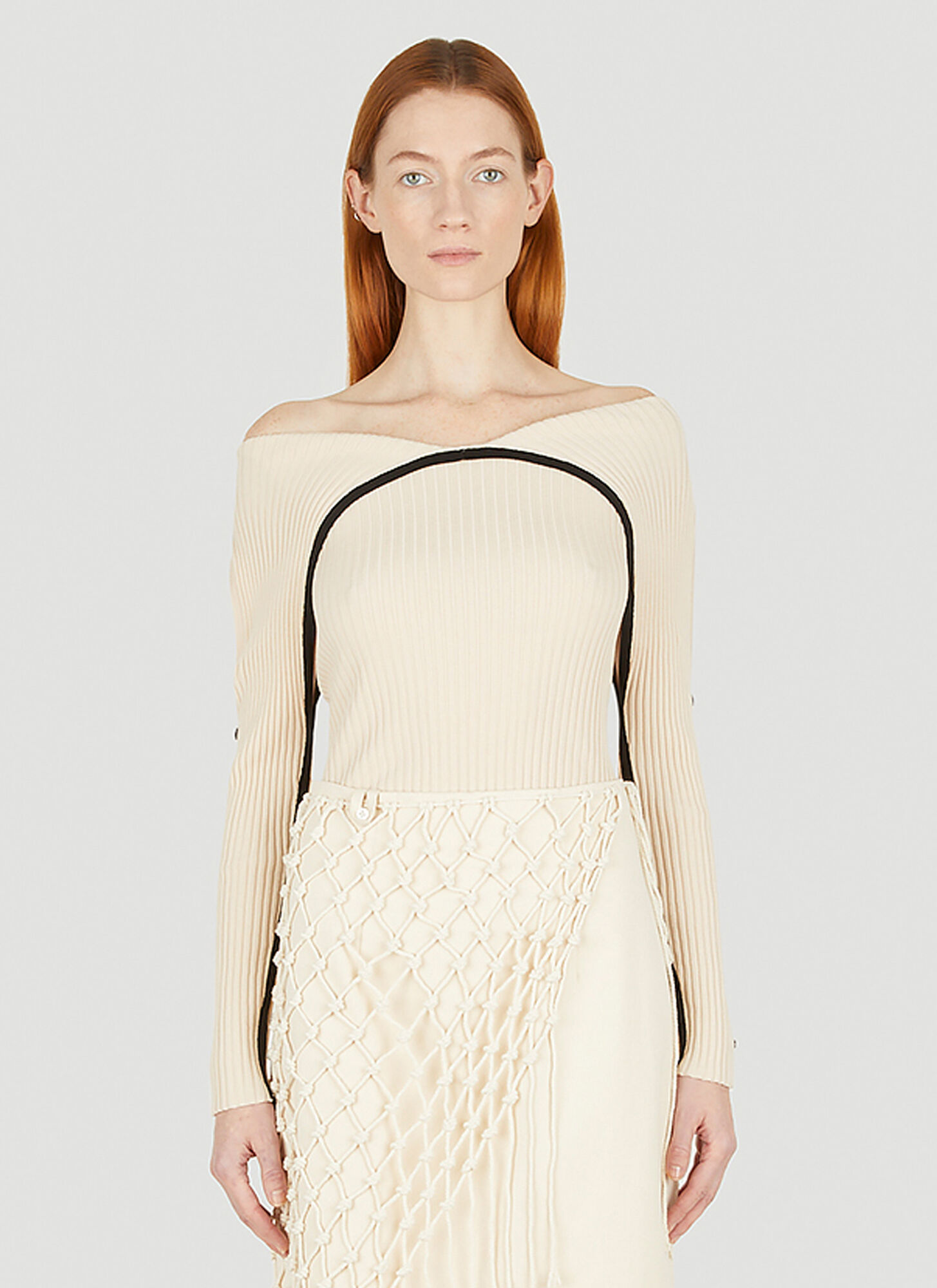 Wynn Hamlyn Reverse Ribbed Knit Top In Beige