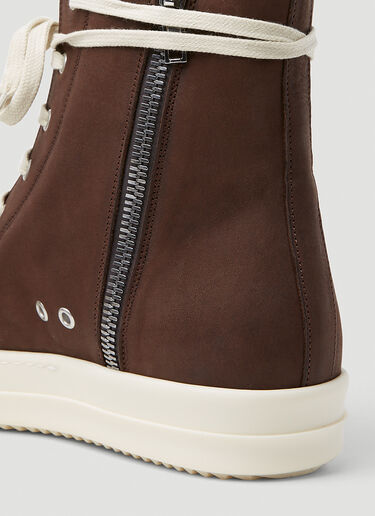 Rick Owens 高帮皮革运动鞋 棕色 ric0153023