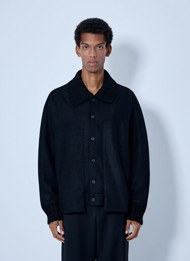 LN-CC® - Yohji Yamamoto: Rib Detail Blouson - Black Yohji Yamamoto Rib Detail Blouson Black yoy0165010