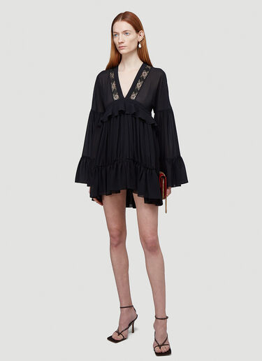 Saint Laurent Silk Mini Dress Black sla0243025