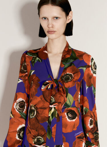 Dolce & Gabbana Anemone Print Charmeuse Shirt Red dol0255022