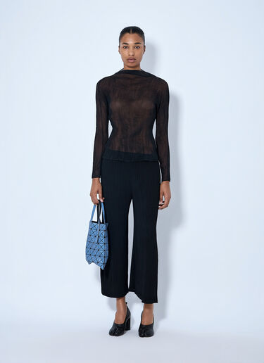 LN-CC® - Issey Miyake: Sheer Pleated Top - Black Issey Miyake Sheer Pleated Top Black ism0264010