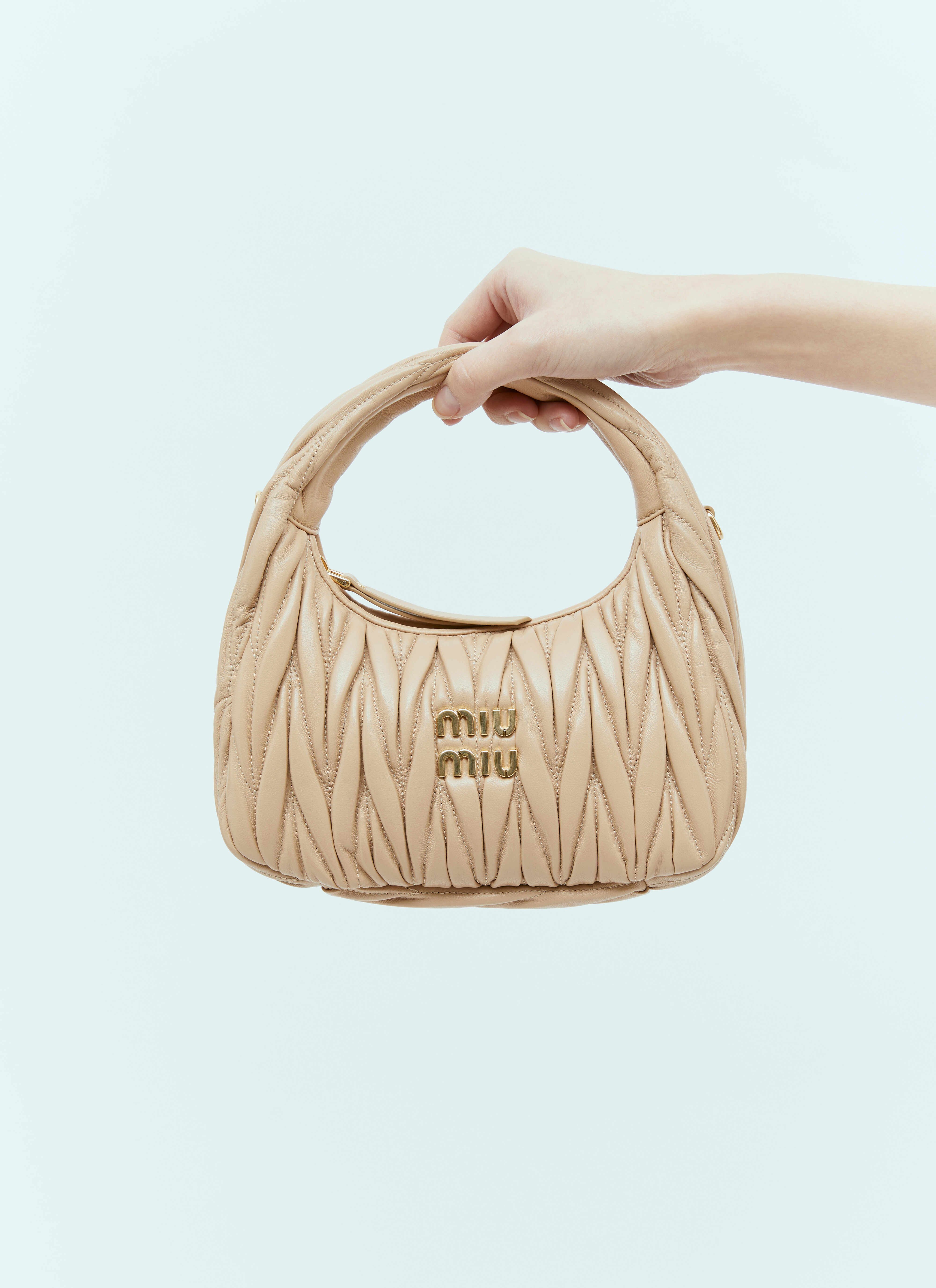 Miu Miu Women's' Wander Matelassé Hobo Shoulder Bag in Beige | LN-CC®