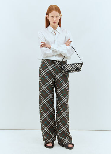 Burberry Check Silk Pants Brown bur0257006