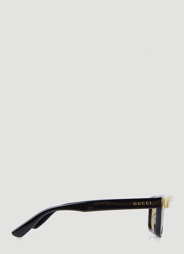 Gucci Contrast Trims Rectangular Sunglasses Black guc0148007