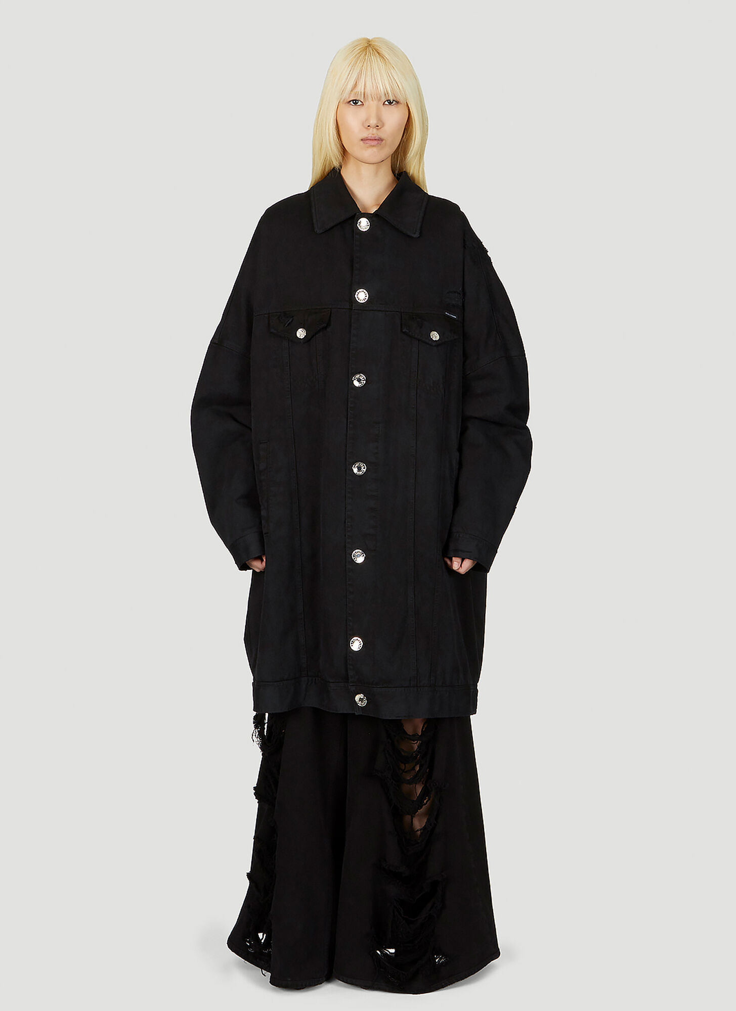 Shop Dolce & Gabbana Kim Oversized Denim Coat In Black