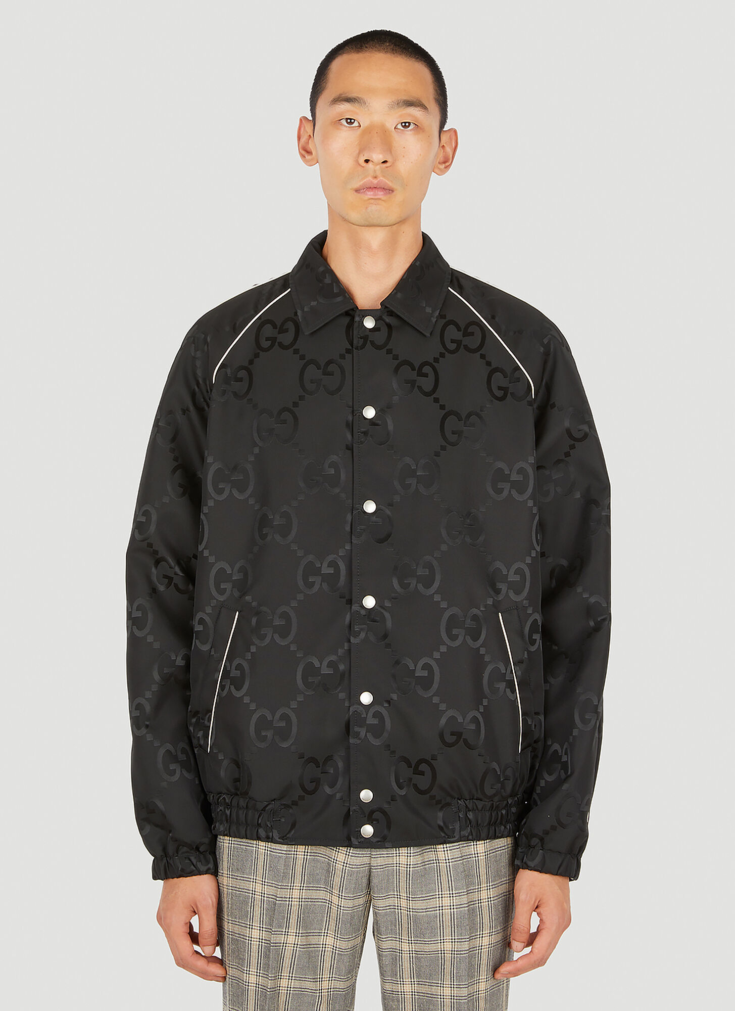 Gucci Jumbo Gg Canvas Jacket In Black