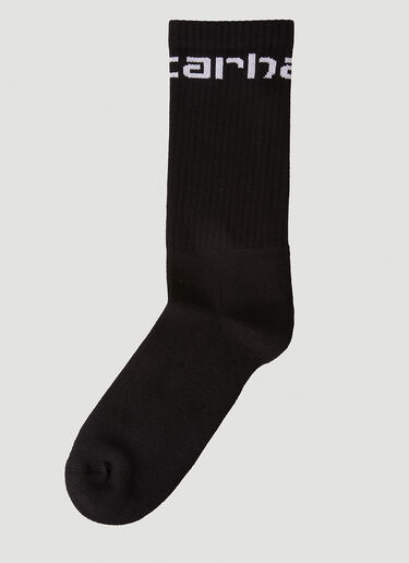 Carhartt WIP Rib-Knit Logo Socks Black wip0148064