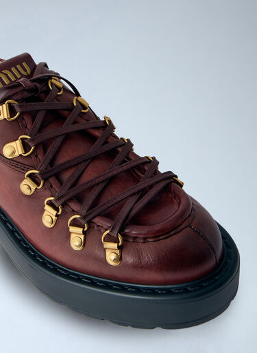 LN-CC® - Miu Miu: Leather Lace Ups - Burgundy Miu Miu Leather Lace Ups Burgundy miu0266051