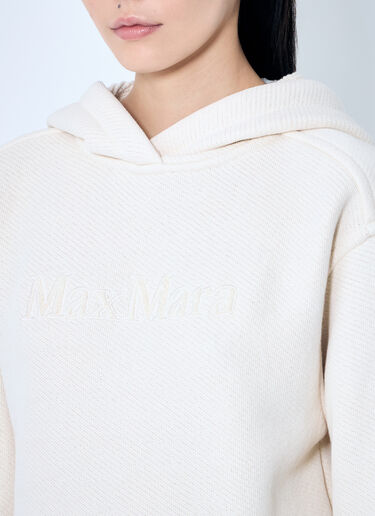 Max Mara Logo Embroidery Hooded Sweatshirt White max0259005