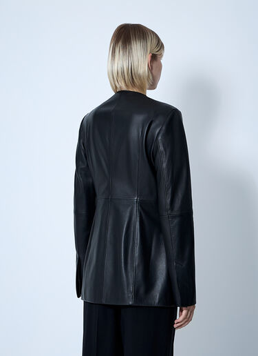 TOTEME Collarless Leather Jacket Black tot0261041