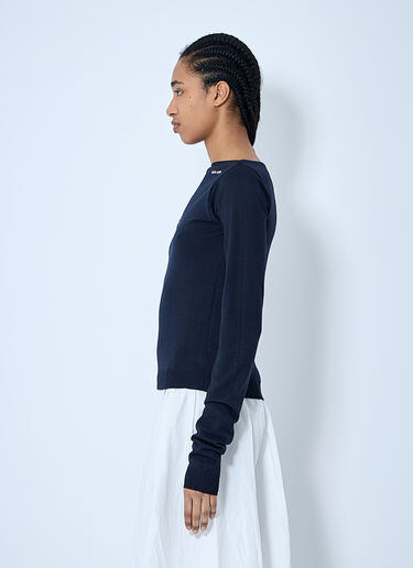 Miu Miu Logo Motif Wool Sweater Blue miu0260040