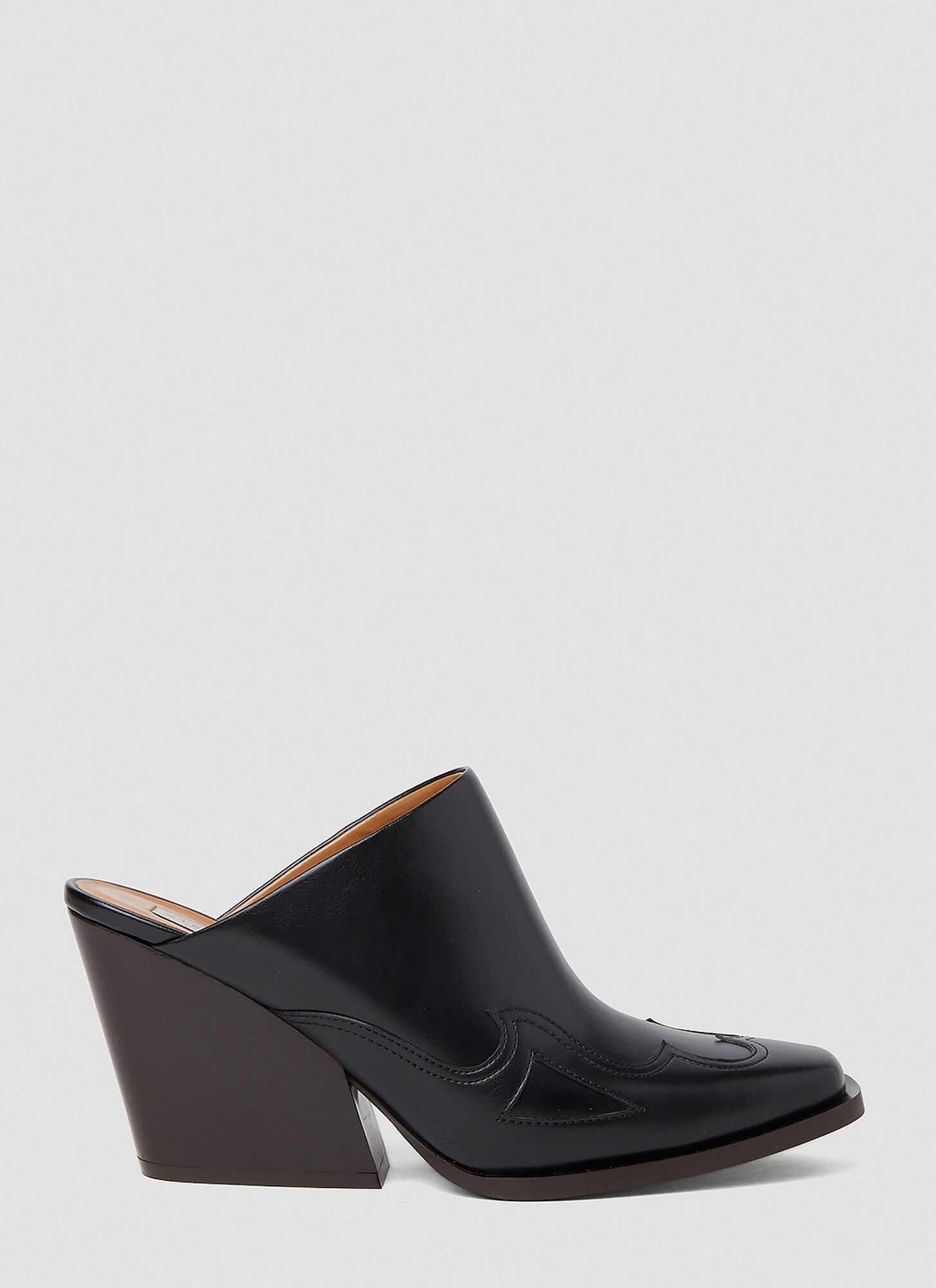 Stella Mccartney Square-toe Cuban-heel Mules In Black