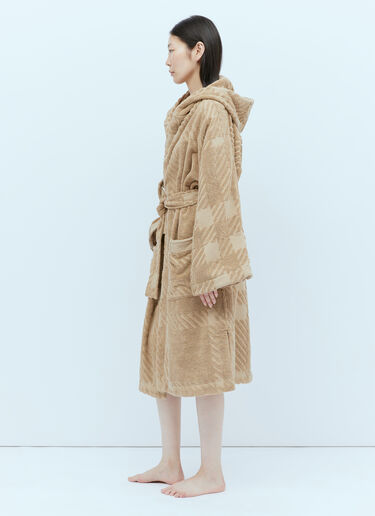 Burberry Check Cotton Jacquard Hooded Robe Beige bur0352001