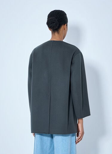 LN-CC® - Max Mara: Minimalist Wool Coat with Scarf - Dark Grey Max Mara Minimalist Wool Coat with Scarf Dark Grey max0265228