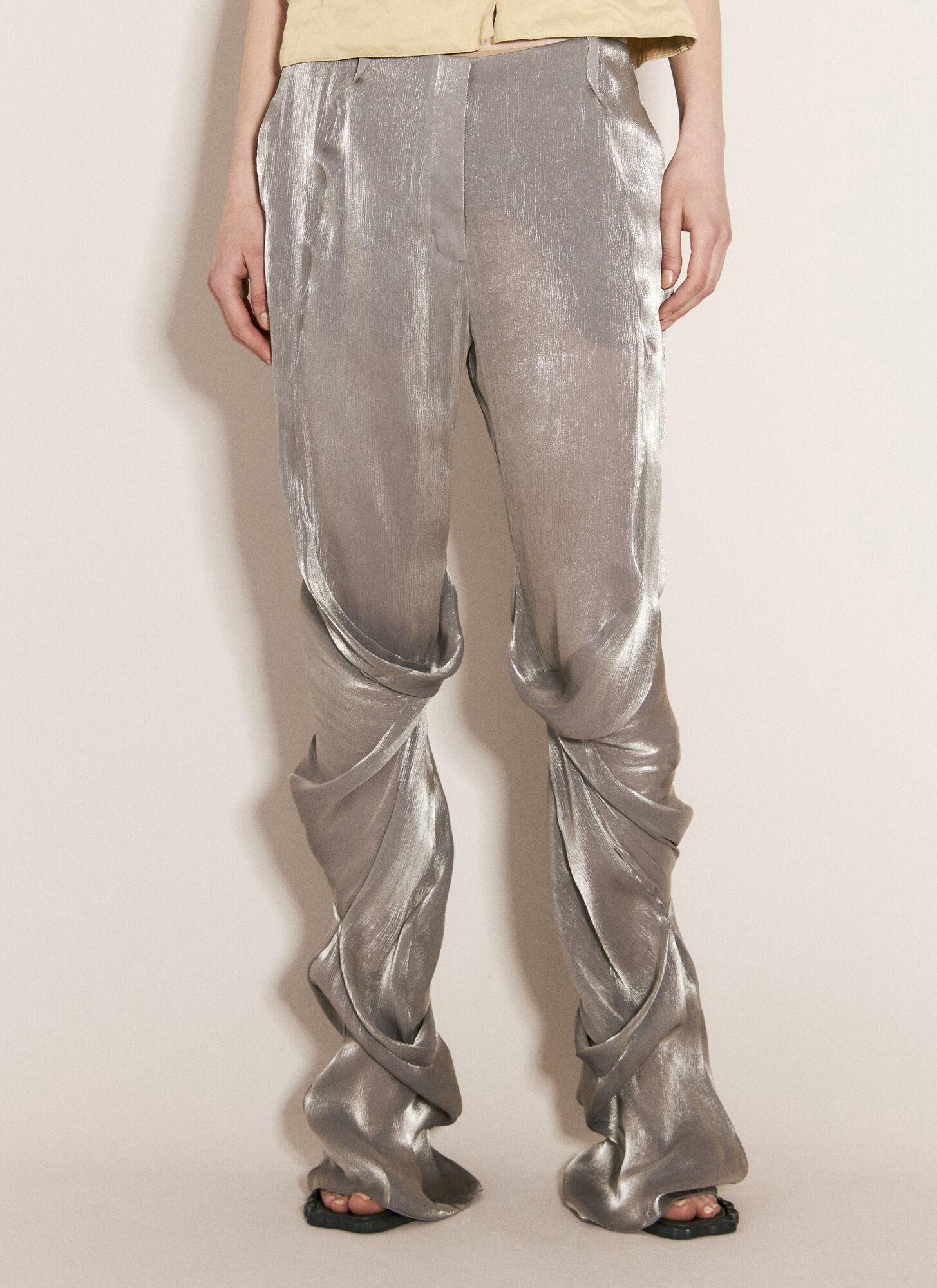 Shop Kiko Kostadinov Orpheus Metallic Pants In Silver