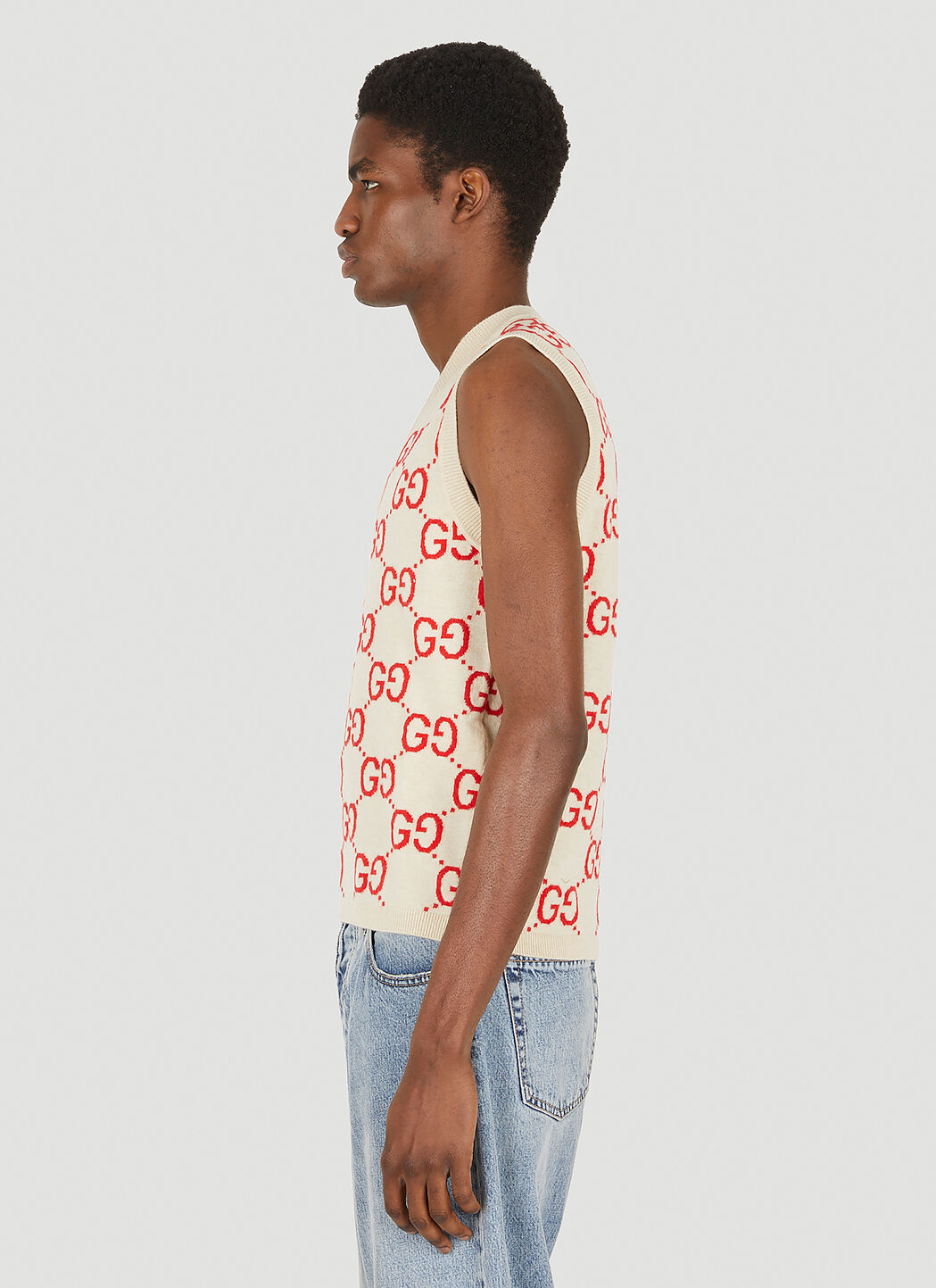 Gucci GG Sleeveless Sweater in Cream LN CC