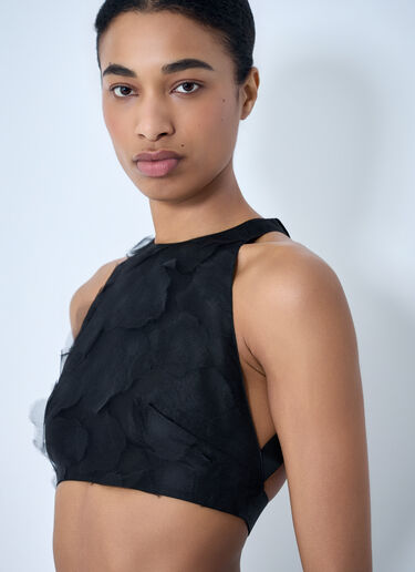 Max Mara Suede Halter Crop Top Black max0264309
