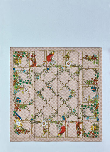 Gucci Printed Silk Scarf Beige guc0259066