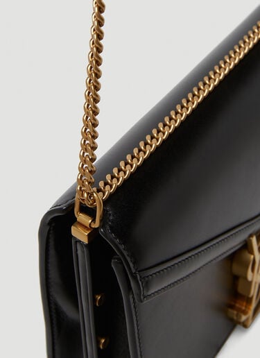 Saint laurent Cassandra Slider Chain Turtle-Embossed Leather Bag Black sla0235031