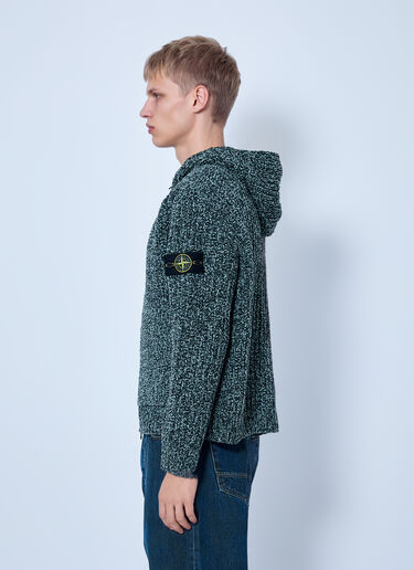 LN-CC® - Stone Island: Knit Zip-Up Hoodie - Green Stone Island Knit Zip-Up Hoodie Green sto0165015