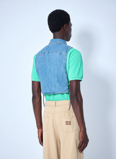 LN-CC® - Miu Miu: Cropped Chambray Tie Shirt - Light Blue Miu Miu Cropped Chambray Tie Shirt Light Blue miu0165012