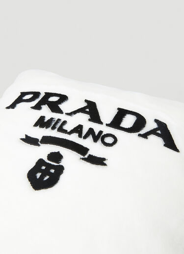Prada Logo Engraved Square Cushion White pra0347003
