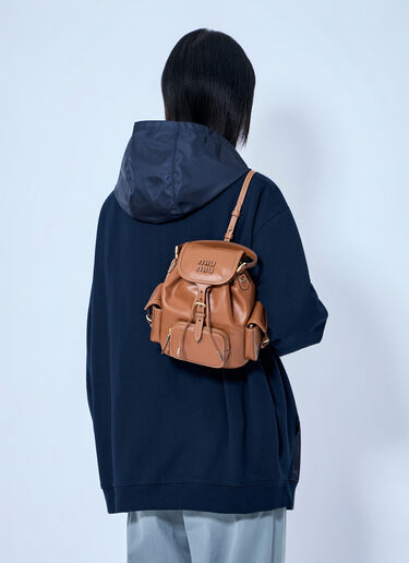 Miu Miu Logo 皮革背包 棕色 miu0264204