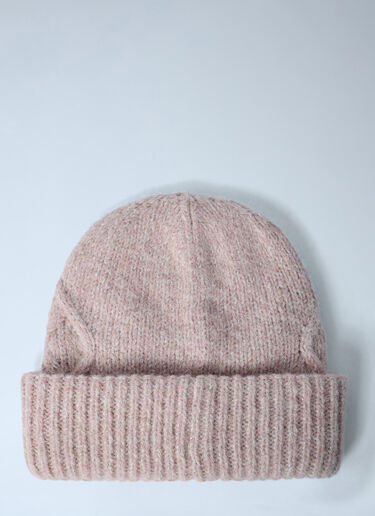 Moncler Logo Motif Beanie Hat Pink mon0262041