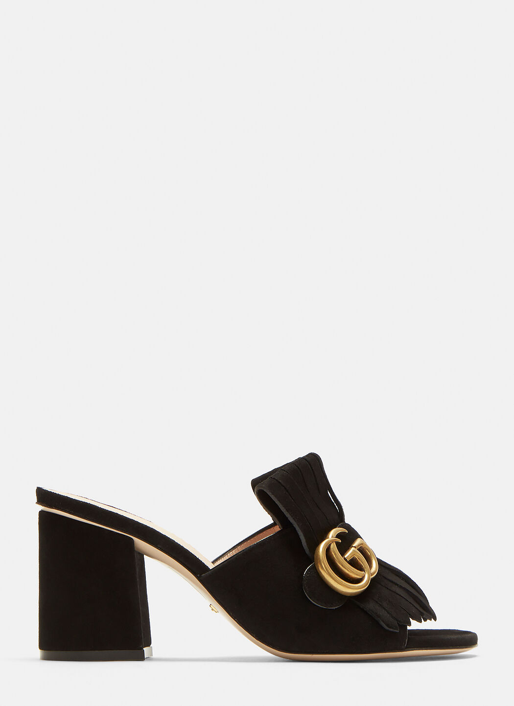 GG Mid heel Fringed Marmont Mules