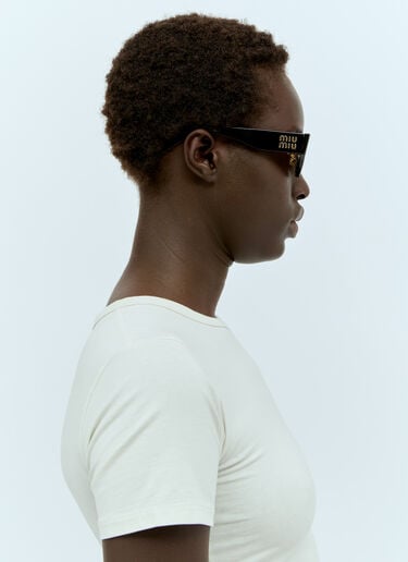 Logo Plaque Sunglasses Miu Miu Logo Plaque Sunglasses Black lmu0255003