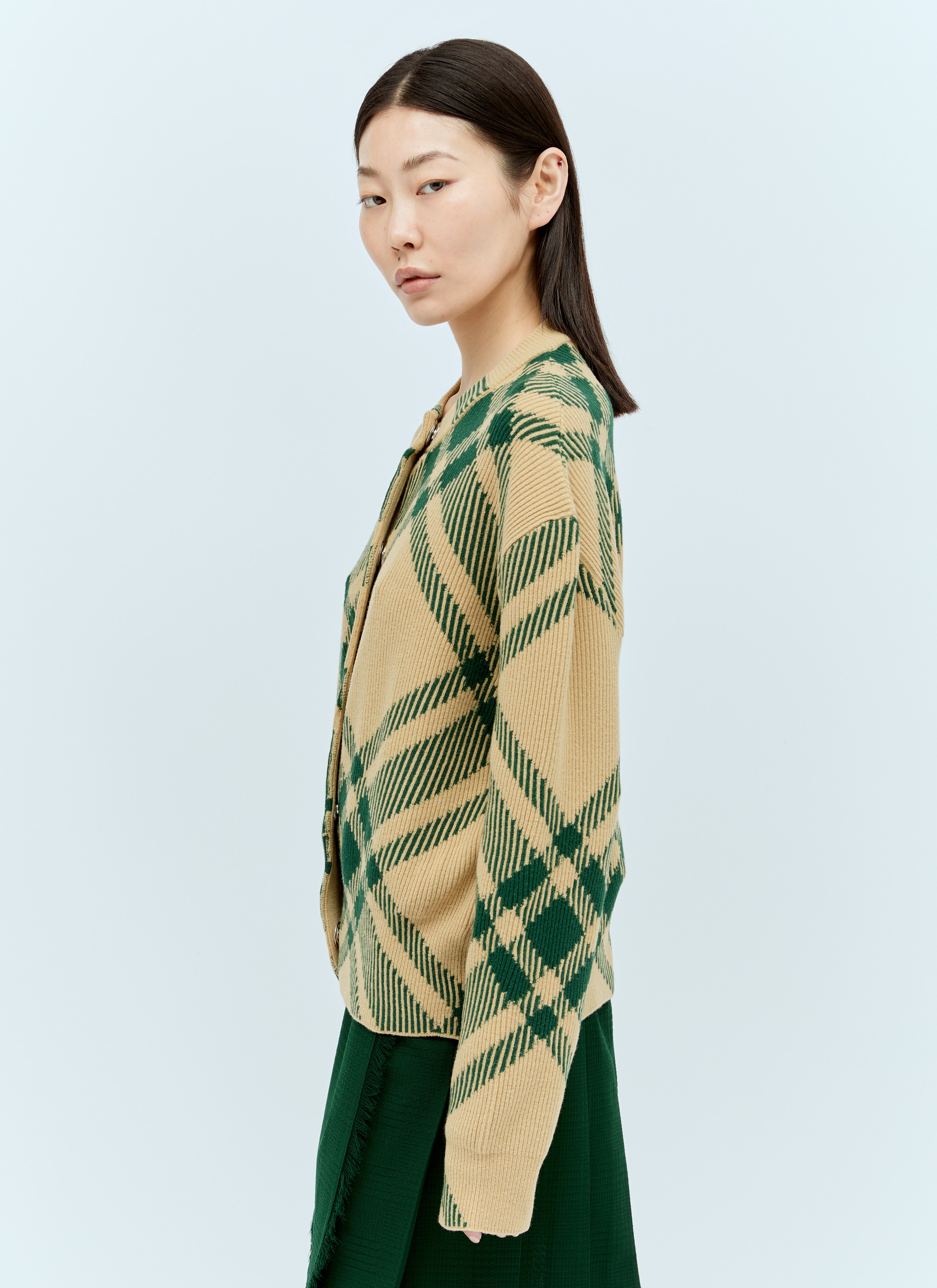 Burberry Check Wool Blend Cardigan in Beige fur Damen LN CC