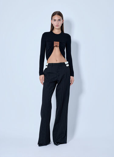 LN-CC® - Jean Paul Gaultier: Exposed Waistband Tailoring Trousers - Black Jean Paul Gaultier Exposed Waistband Tailoring Trousers Black jpg0266019